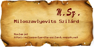 Miloszavlyevits Szilárd névjegykártya